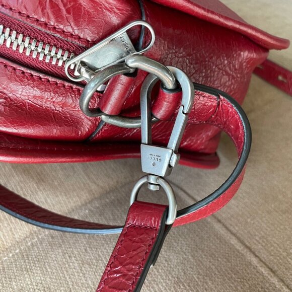 GUCCI MORPHEUS CALFSKIN SHOULDER CROSSBODY BAG BOHOCHIC BURGUNDY VERSATILE - Picture 6 of 16